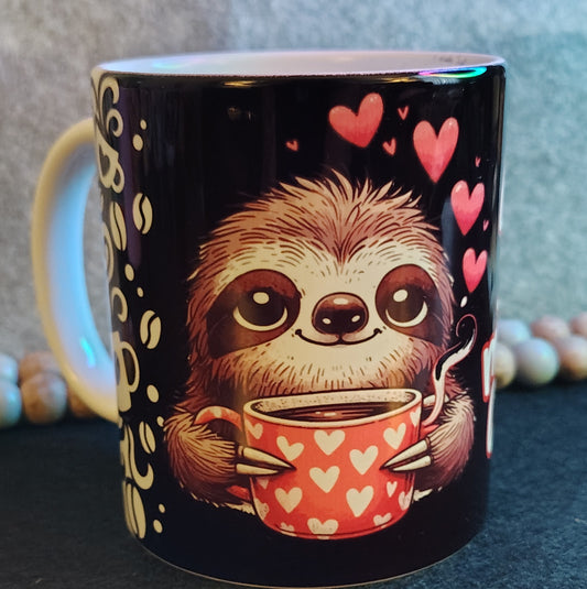 Handmade Coffee Mug 11 oz. "Love you more than coffee"